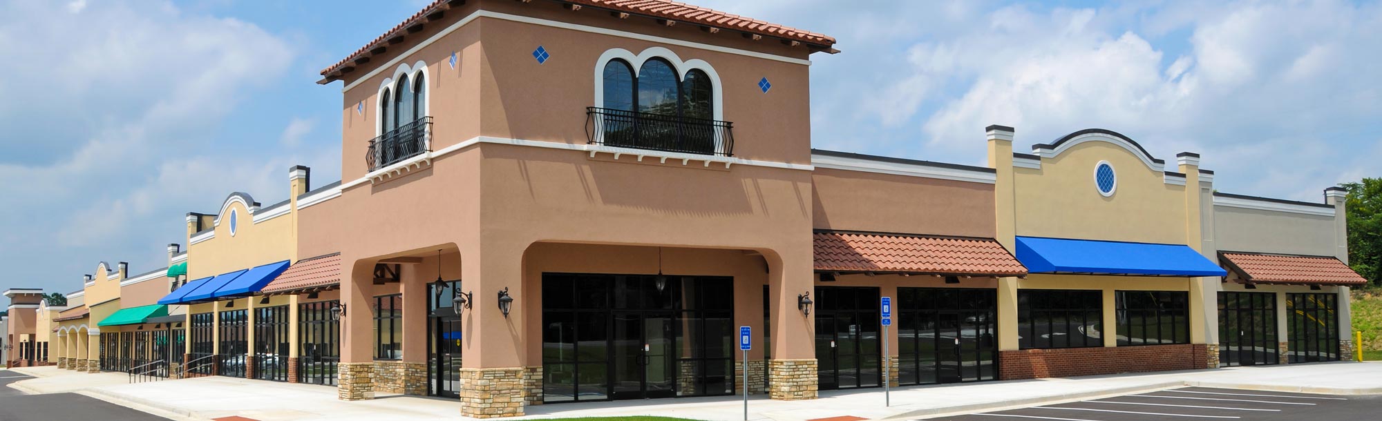 Spanish-Style Commercial Strip Mall